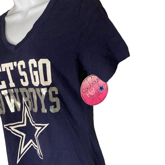 Women's Dallas Cowboys "Let's Go Cowboys" Short Sleeve Top Size Small NWT FLAW - Picture 12 of 14